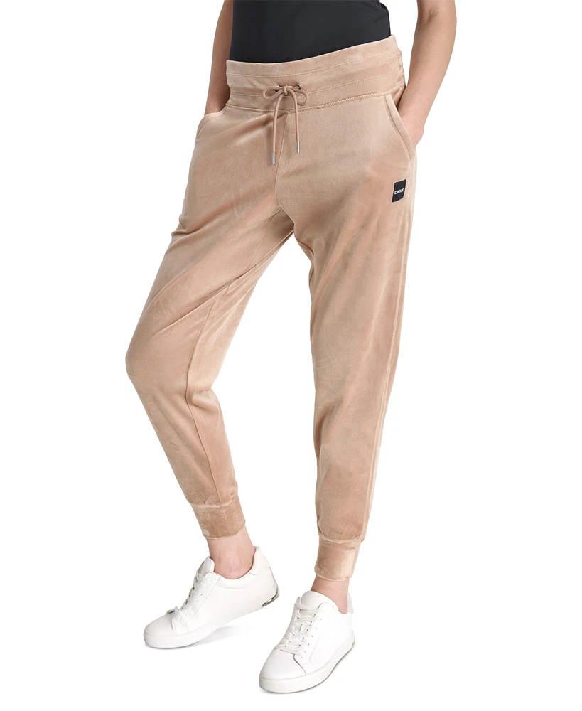 Dkny Women's Platinum Velour Slim-Fit Joggers