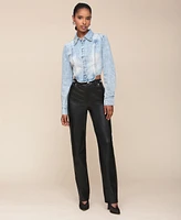 Avec Les Filles Women's Tuxedo Long-Sleeve Denim Shirt