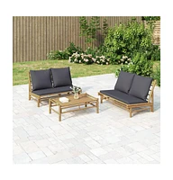 vidaXL 2 Piece Patio Lounge Set with Dark Gray Cushions Bamboo