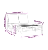 vidaXL 2 Piece Patio Lounge Set with Dark Gray Cushions Bamboo