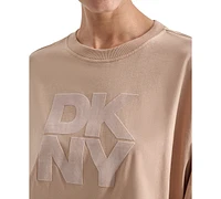 Dkny Women's Cotton Flocked-Logo Long-Sleeve Top