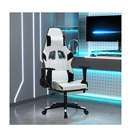 vidaXL Massage Gaming Chair with Footrest White&Black Faux Leather