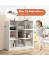 Sugift Modern 9-Cube Bookcase with 2 Anti-Tipping Kits for Books Toys Ornaments-White