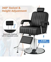 Skonyon 360 Degrees Swivel Salon Hydraulic Barber Chair with Adjustable Headrest and Reclining Backrest-Black