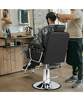 Skonyon 360 Degrees Swivel Salon Hydraulic Barber Chair with Adjustable Headrest and Reclining Backrest-Black