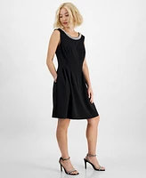 Connected Petite Embellished Scoop-Neck Dress