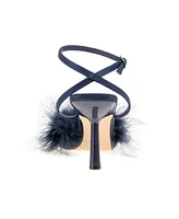 BCBGeneration Women's Iliana Ankle Strap Feather Detail Pumps