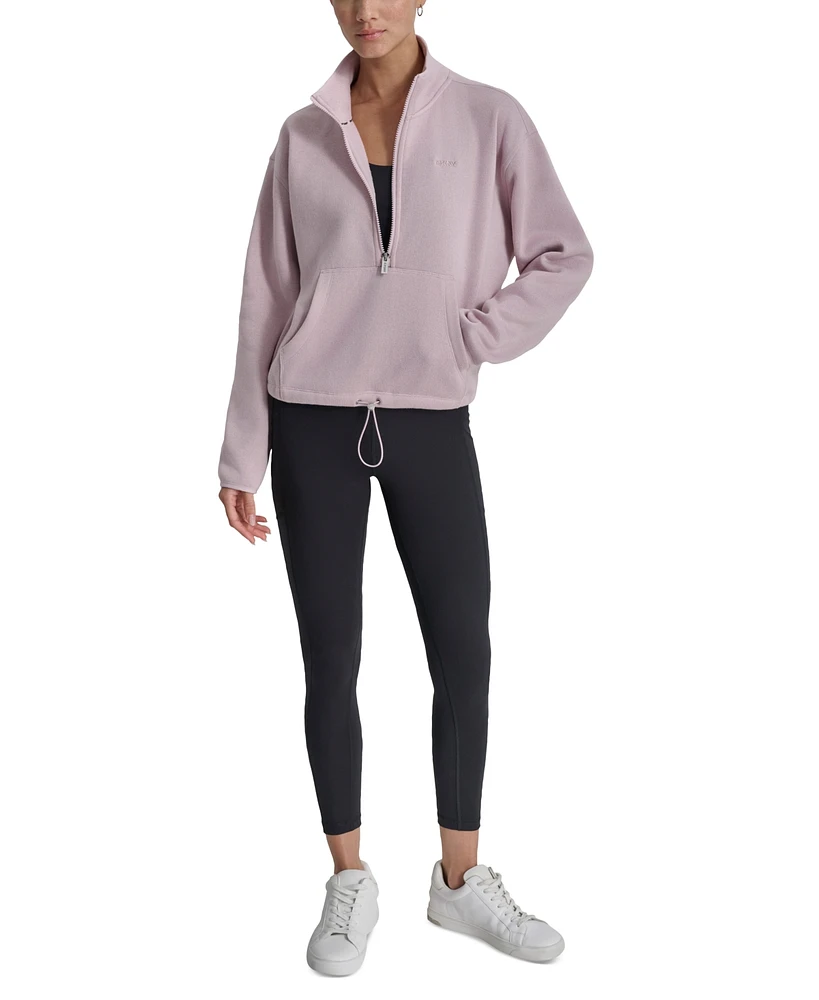 Dkny Women's Fleece Half-Zip Bungee-Hem Sweater