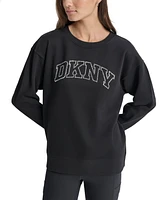 Dkny Women's Varsity Rhinestone-Logo Crewneck Fleece Sweatshirt