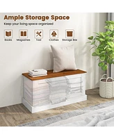 Sugift Large Storage Chest with Safety Metal Hinge-White