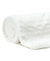 Chanasya Premium Cable Knit Embossed Faux Fur Throw Blanket