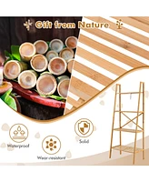 Sugift 58 Inch 4-Tier Bamboo Ladder Bookshelf-Natural