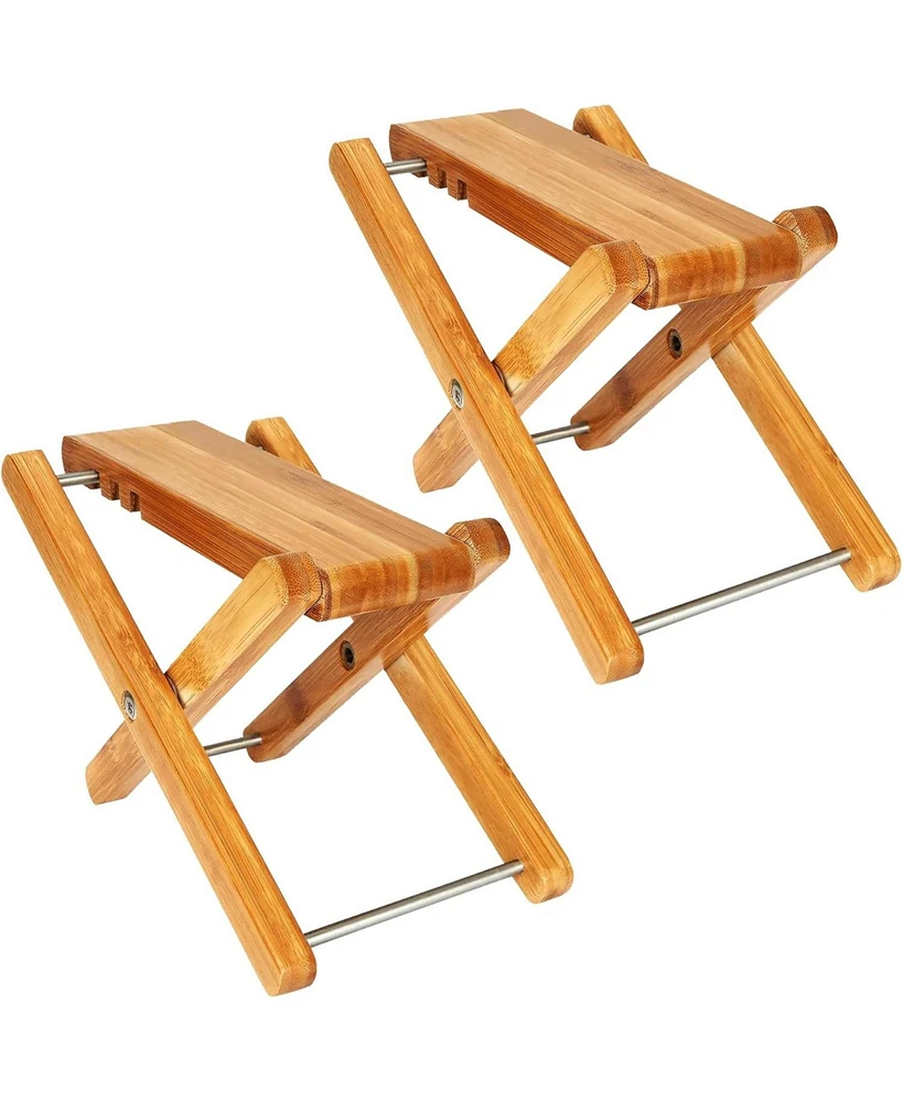 5 Core Wooden Guitar Foot Rest Stand 3 Level Adjustable Leg Footrest Sool Stable - 2PCS