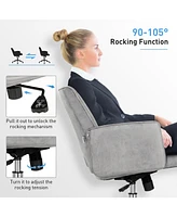 Skonyon Adjustable Hollow Mid Back Leisure Office Chair with Armrest-Gray