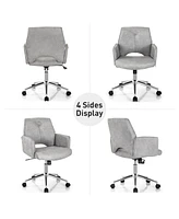 Skonyon Adjustable Hollow Mid Back Leisure Office Chair with Armrest-Gray