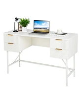 Skonyon 48 Inch Home Office Computer Desk with 4 Drawers-White