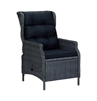 vidaXL Reclining Patio Chair with Cushions Poly Rattan Dark Gray