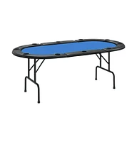 vidaXL 10-Player Folding Poker Table Blue 81.1"x41.7"x29.5"