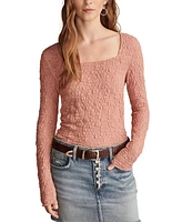 Lucky Brand Women's Textured-Lace Square-Neck Top