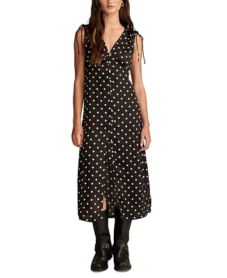 Lucky Brand Women's Satin Button-Front Midi Dress