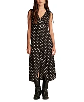 Lucky Brand Women's Satin Button-Front Midi Dress