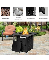 Inolait 28 Inch Propane 50 000 Btu Patio Square Gas Fireplace with Lava Rock-Black