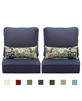 Aoodor 22'' x 24'' Outdoor Deep Seat Chair Cushion Set Olefin Fabric Slipcover and Sponge Foam (Set of 2 Seats, 2 Backs