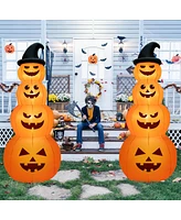 Vebreda 8 Feet Inflatable Halloween Pumpkins Stack with Built-in Led Lights