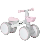 Qaba Balance Bike for Toddlers 1-3 Years with Adjustable Seat, Pink