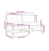 vidaXL Middle Sofas with Cushions 2 pcs Solid Wood Pine