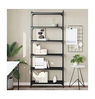 vidaXL Bookcase 6-Tier Black 31.5"x11.8"x74" Engineered Wood