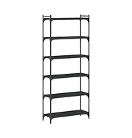 vidaXL Bookcase 6-Tier Black 31.5"x11.8"x74" Engineered Wood