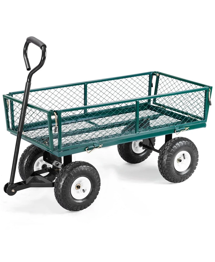 Sugift Heavy Duty Garden Utility Cart Wagon Wheelbarrow