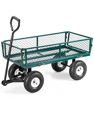 Sugift Heavy Duty Garden Utility Cart Wagon Wheelbarrow