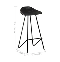 vidaXL Bar Stools 4 pcs Black Real Leather