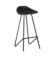 vidaXL Bar Stools 4 pcs Black Real Leather