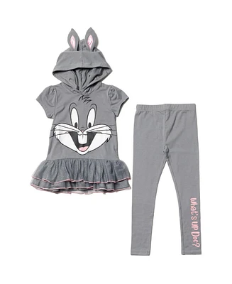 Looney Tunes Girls Bugs Bunny Cosplay T-Shirt Dress and Leggings Outfit Set to