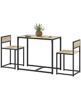 Homcom 3-Piece Industrial Dining Table Set for 2 Kitchen Table and Chairs