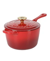 Crock-Pot 3 Qt Enamel Cast Iron Sauce Pan W/Lid - Gradient Red