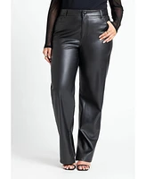 Eloquii Women's Slit Hem Faux Leather Pant