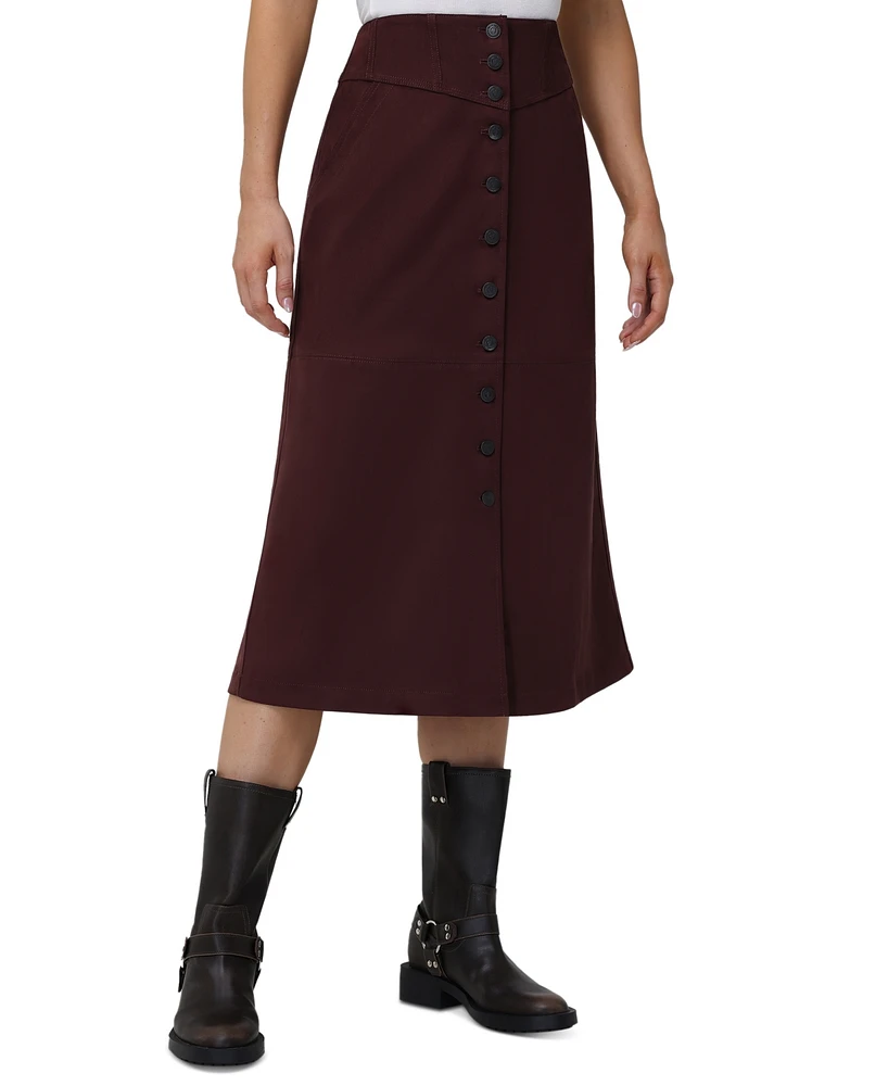 Frye Women's Faux-Suede Corset-Seamed Midi Skirt