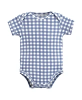 Touched by Nature Baby Boys Organic Cotton Bodysuits, Blue Peanut, 6-9 Months