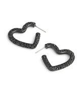 Coach Faux Stone Pave Heart Hoop Earrings