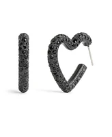 Coach Faux Stone Pave Heart Hoop Earrings