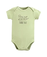 Touched by Nature Baby Boys Organic Cotton Bodysuits, Peas And Thank You