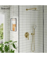 Boyel Living 5-Spray Patterns with 2.66 Gpm 9 in. Wall Mount Dual Shower Heads with Pressure Balance Round-In Valve