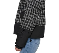 Karl Lagefeld Paris Women's Houndstooth Hooded Puffer Jacket