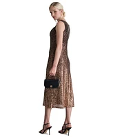 Dkny Petite Cowl-Neck Sleeveless Sequin Midi Dress