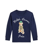 Polo Ralph Lauren Kid's Dog-Print Cotton Long-Sleeve T-shirt