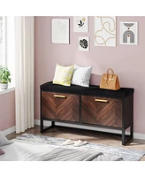 Tribesigns Shoe Storage Bench with Seat Cushion, Entryway Shoe Bench with 2 Flip Drawers, Hallway Bench with Shoe Storage Cabinet, Hidden Shoes Organi